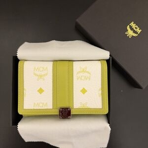 MCM Women's Green and White Wallet